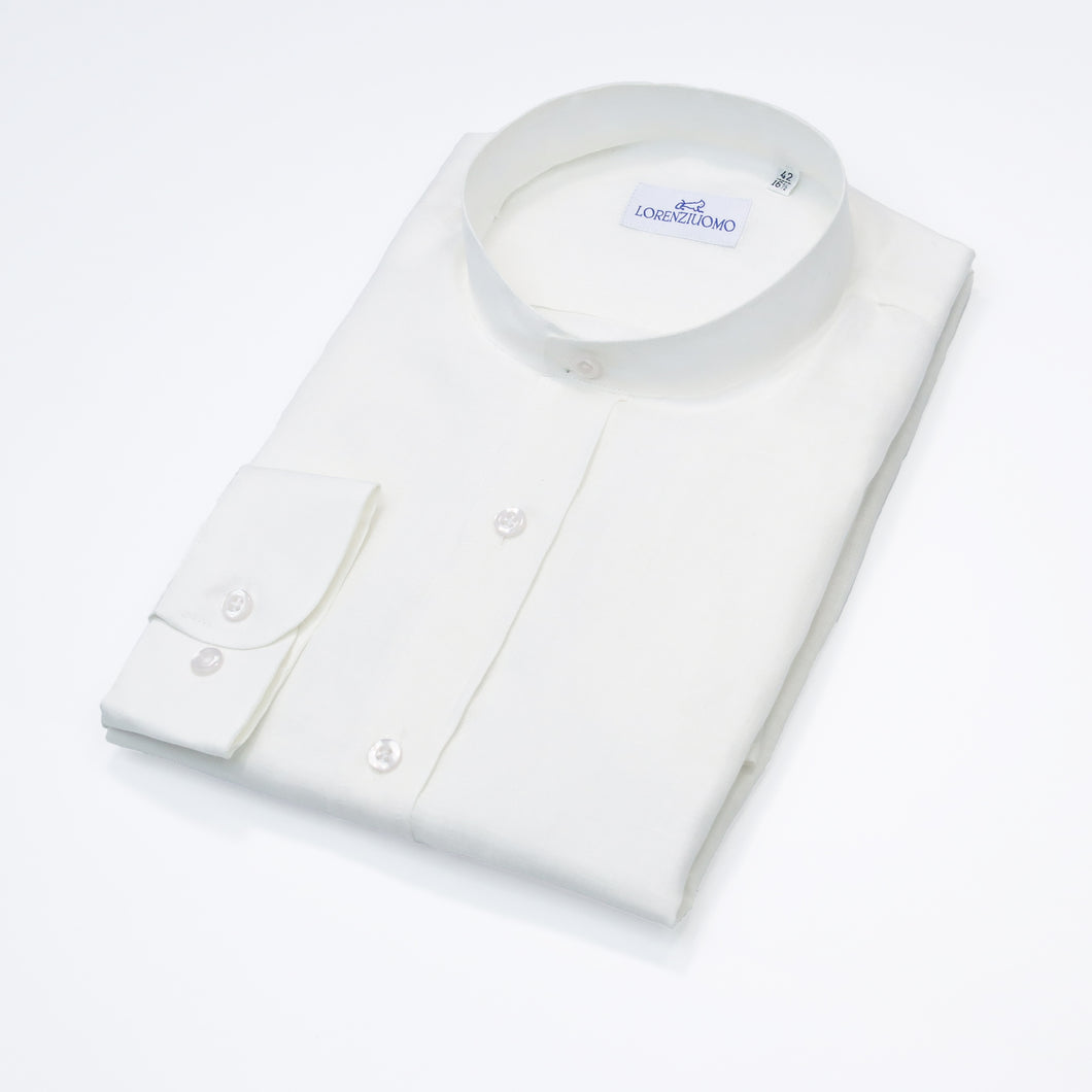 Camicia in lino bianca regular collo coreana 4552