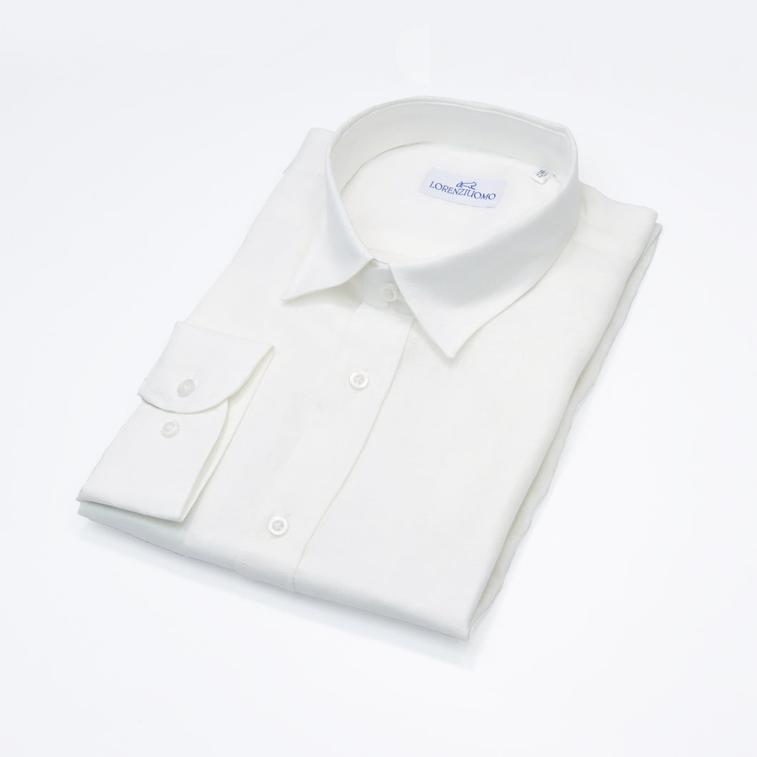 Camicia in lino bianca regular collo classico 4548
