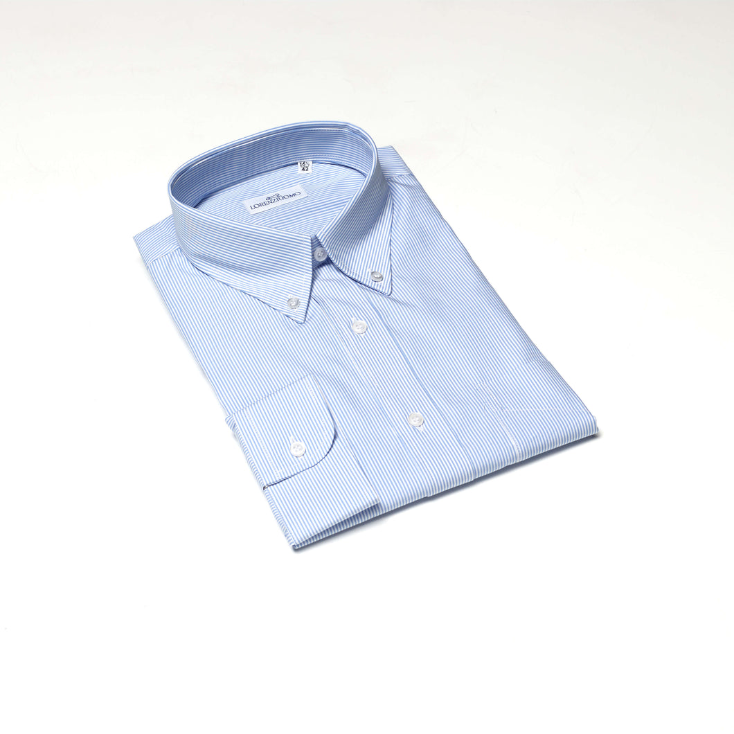 Camicia azzurra regular collo button down con taschino 3548