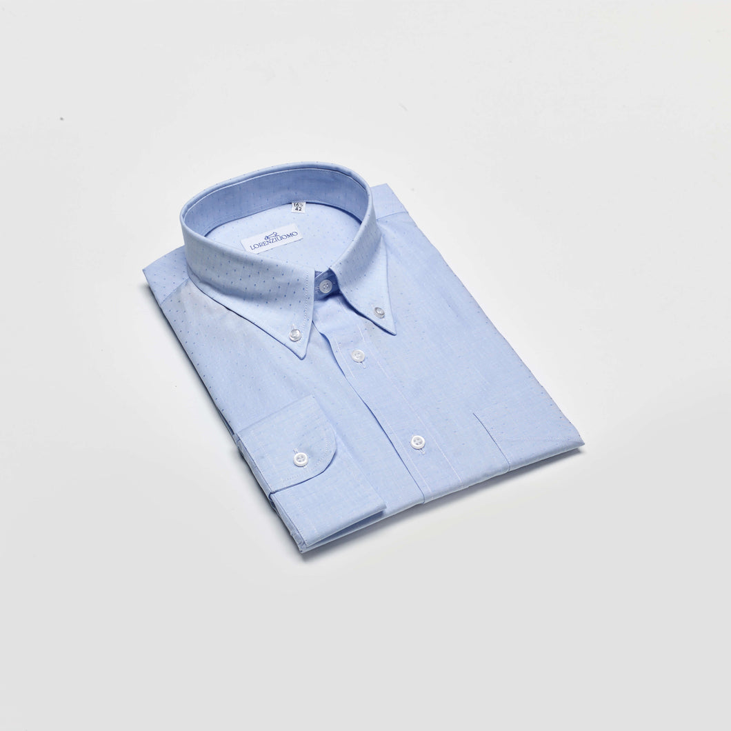 Camicia azzurra regular collo button down con taschino 3717