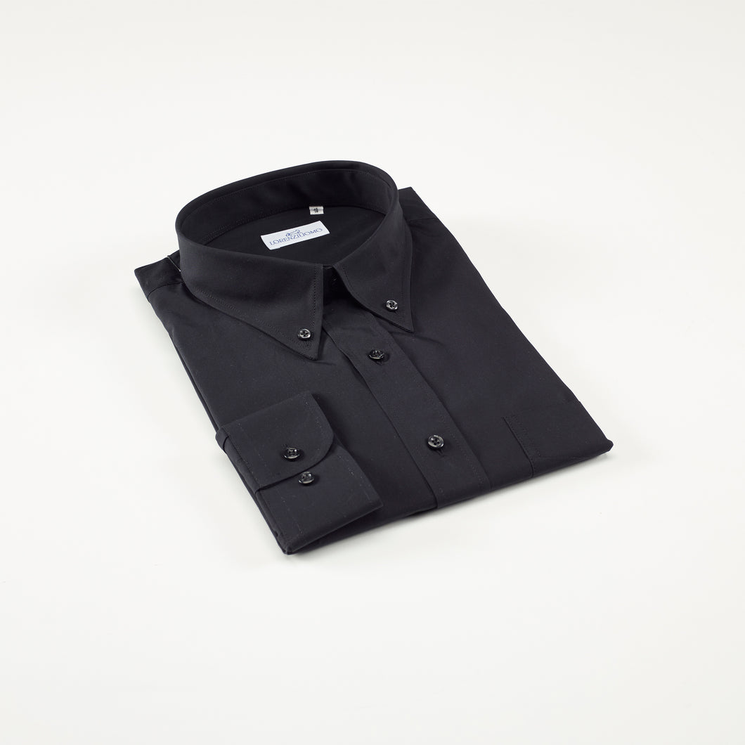 Camicia nera regular collo button down con taschino 4045