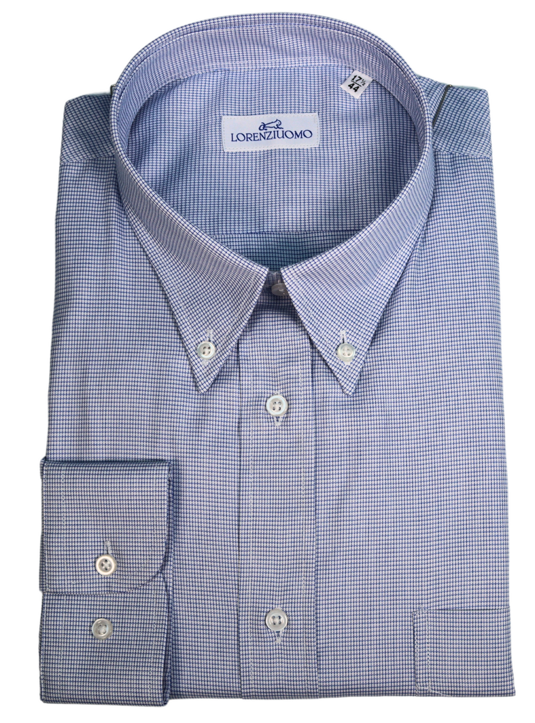 Camicia a quadretti azzurra regular collo button down 4670