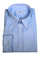Carica l&#39;immagine nel visualizzatore di Gallery, Camicia in fantasia azzurra regular collo button down 4673
