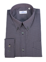 Carica l&#39;immagine nel visualizzatore di Gallery, Camicia in fantasia blu regular collo button down 4676
