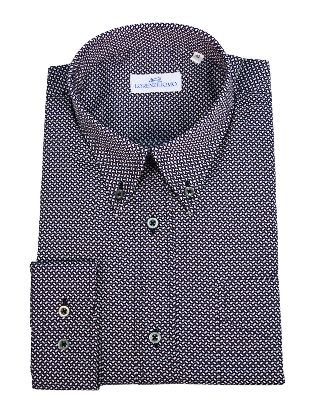 Camicia in fantasia blu regular collo button down 4676