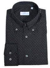 Carica l&#39;immagine nel visualizzatore di Gallery, Camicia nera in fantasia slim collo button down 4780
