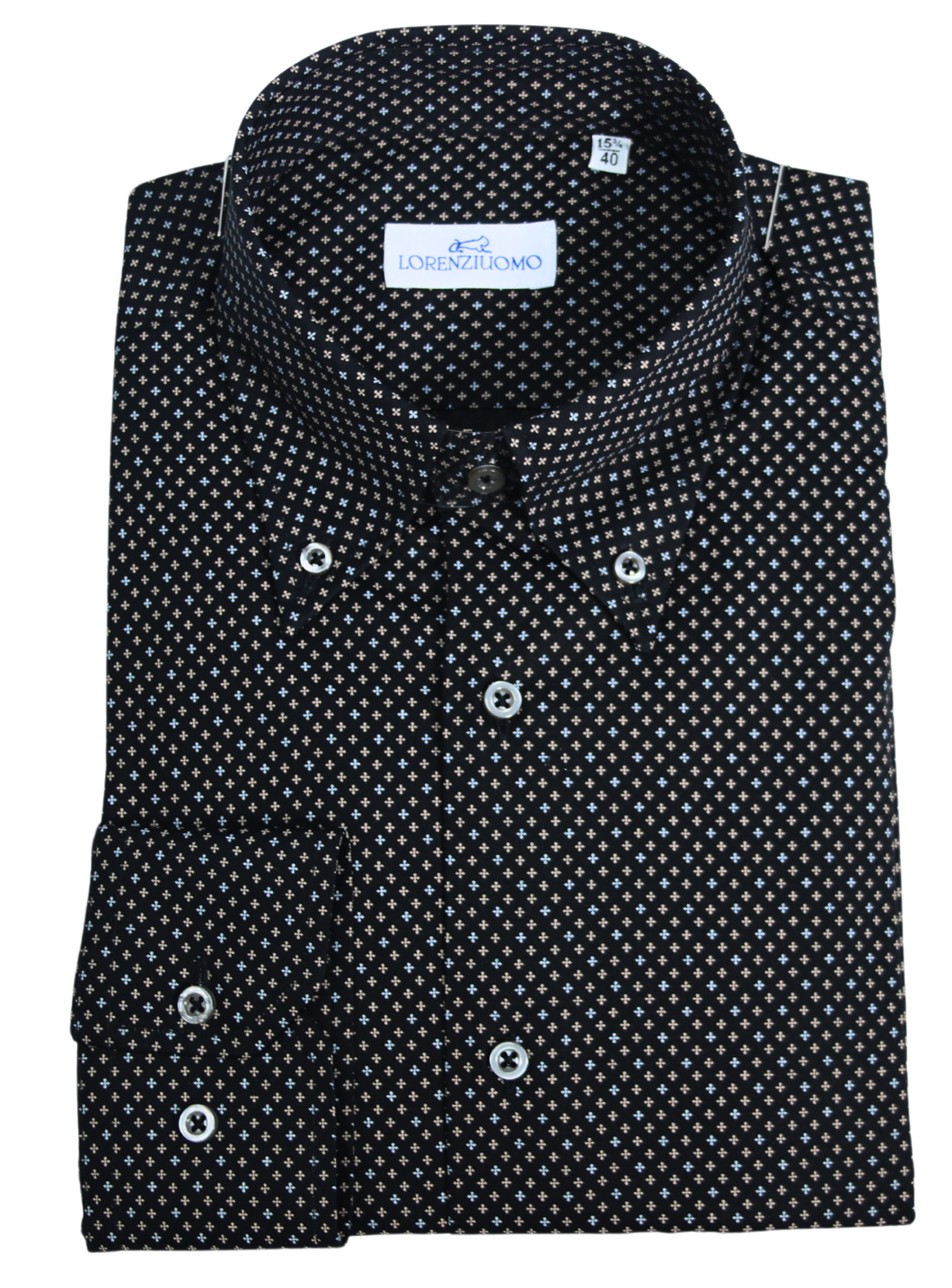 Camicia nera in fantasia slim collo button down 4780