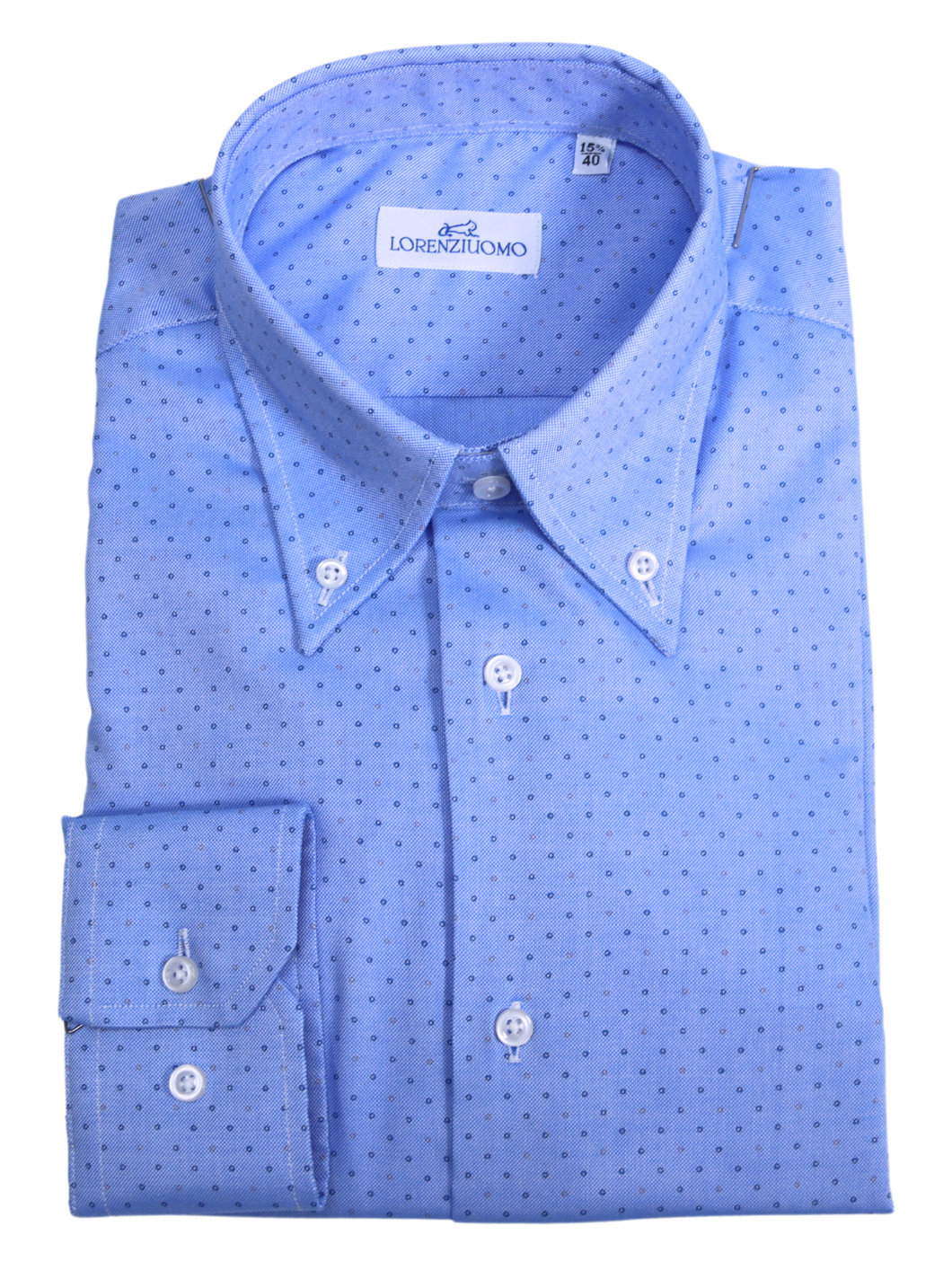 Camicia azzurra in fantasia slim collo button down 4778