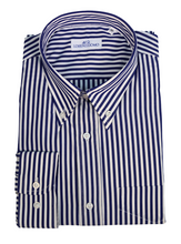 Carica l&#39;immagine nel visualizzatore di Gallery, Camicia a righe blu regular collo button down 4669
