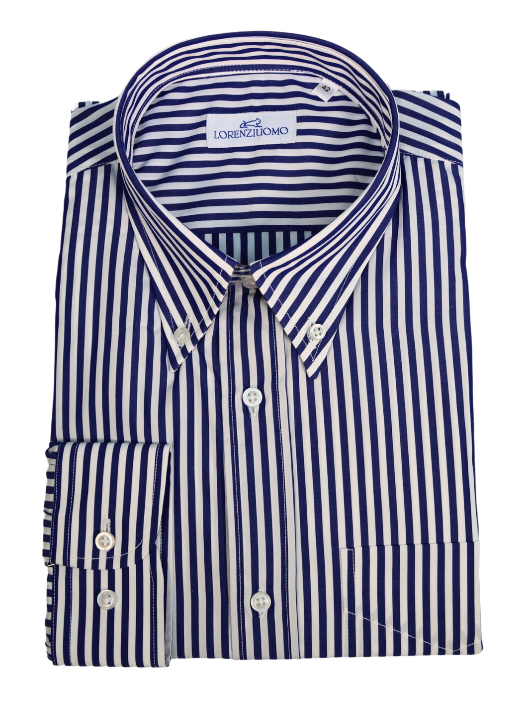 Camicia a righe blu regular collo button down 4669
