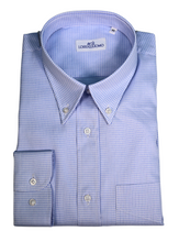 Carica l&#39;immagine nel visualizzatore di Gallery, Camicia a quadretti azzurra regular collo button down 4665
