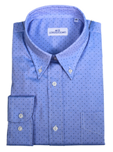 Carica l&#39;immagine nel visualizzatore di Gallery, Camicia in fantasia azzurra regular collo button down 4672
