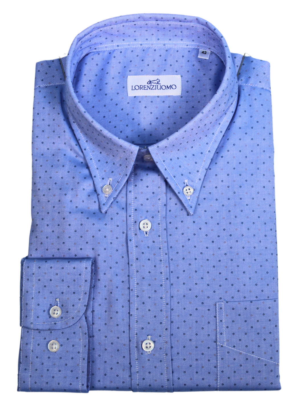 Camicia in fantasia azzurra regular collo button down 4672