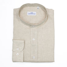 Carica l&#39;immagine nel visualizzatore di Gallery, Camicia in lino beige regular collo coreana 4553
