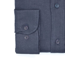 Carica l&#39;immagine nel visualizzatore di Gallery, Camicia in lino blu scuro regular collo classico 4551
