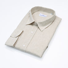 Carica l&#39;immagine nel visualizzatore di Gallery, Camicia in lino beige regular collo classico 4549
