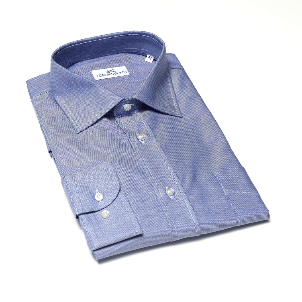 Camicia bluette regular collo francese con taschino 2711