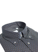 Carica l&#39;immagine nel visualizzatore di Gallery, Camicia nera in fantasia slim collo button down 4780
