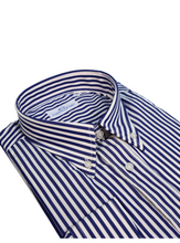 Carica l&#39;immagine nel visualizzatore di Gallery, Camicia a righe blu regular collo button down 4669
