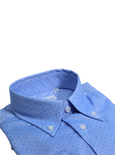 Carica l&#39;immagine nel visualizzatore di Gallery, Camicia azzurra in fantasia slim collo button down 4778
