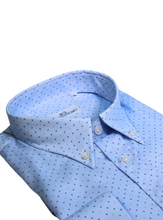 Carica l&#39;immagine nel visualizzatore di Gallery, Camicia in fantasia azzurra regular collo button down 4673

