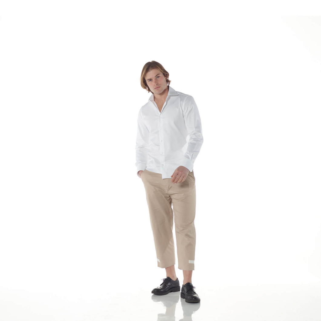 2023 Camicia bianca regular collo alla francese senza taschino 4547