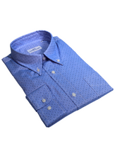 Carica l&#39;immagine nel visualizzatore di Gallery, Camicia in fantasia azzurra regular collo button down 4672
