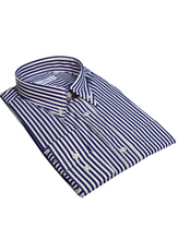 Carica l&#39;immagine nel visualizzatore di Gallery, Camicia a righe blu regular collo button down 4669
