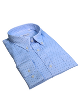 Carica l&#39;immagine nel visualizzatore di Gallery, Camicia in fantasia azzurra regular collo button down 4673
