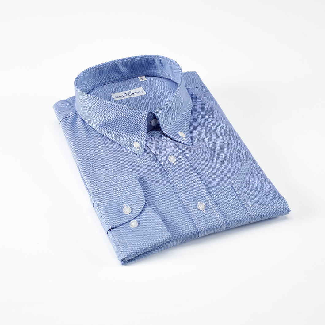 Camicia bluette regular collo button down con taschino 4030