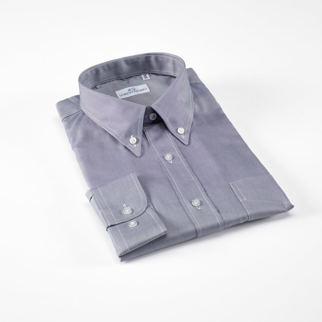 Camicia grigia regular collo button down con taschino 4032