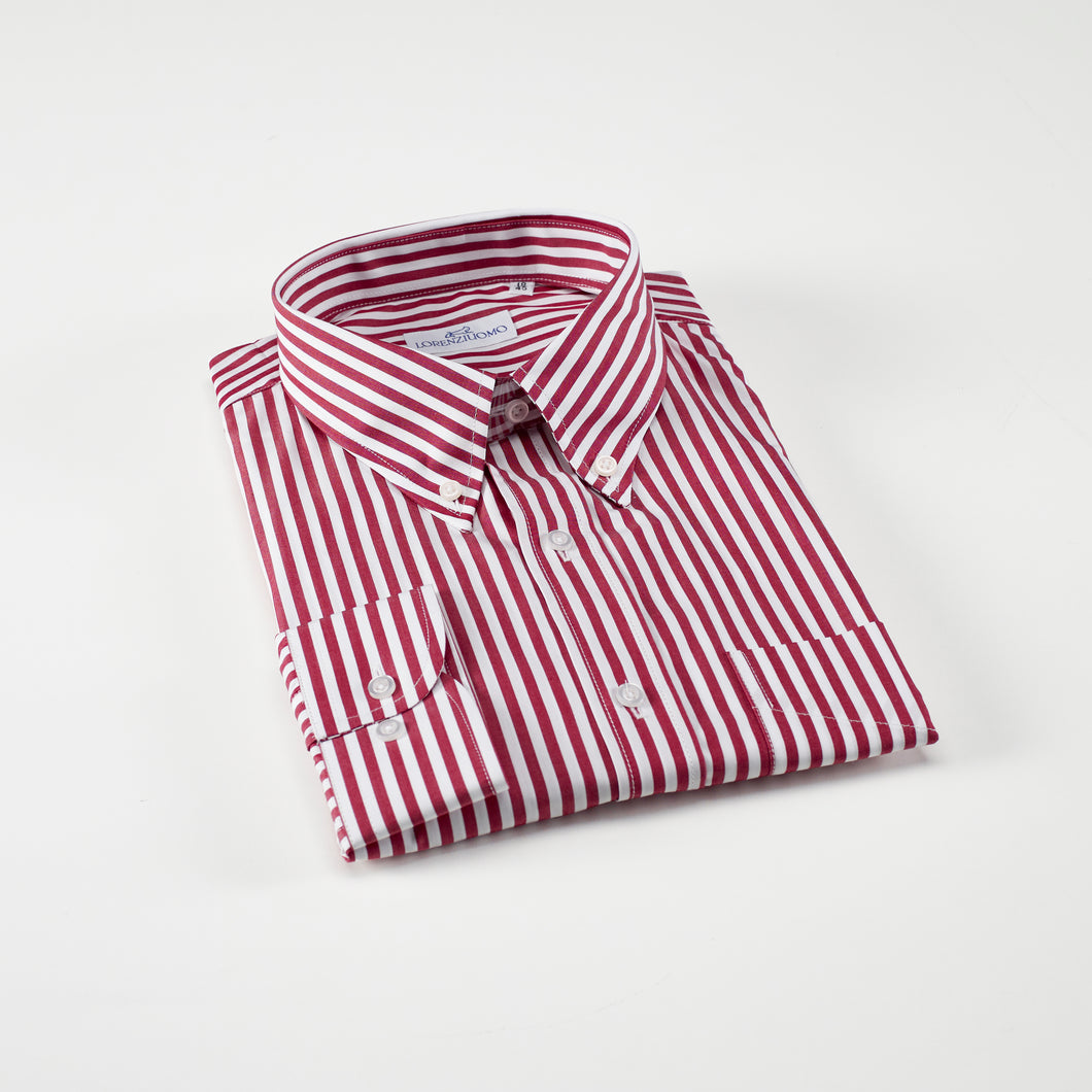 Camicia bordeaux regular collo button down con taschino 4035