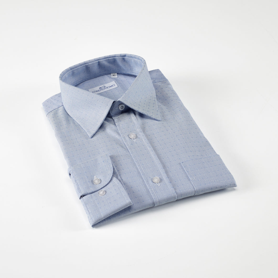 Camicia azzurra regular collo classico con taschino 4050