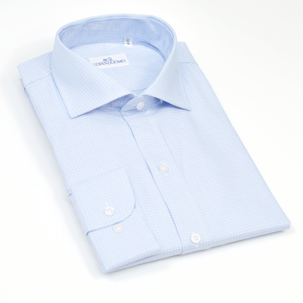 2023 Camicia azzurra regular collo alla francese senza taschino 4237