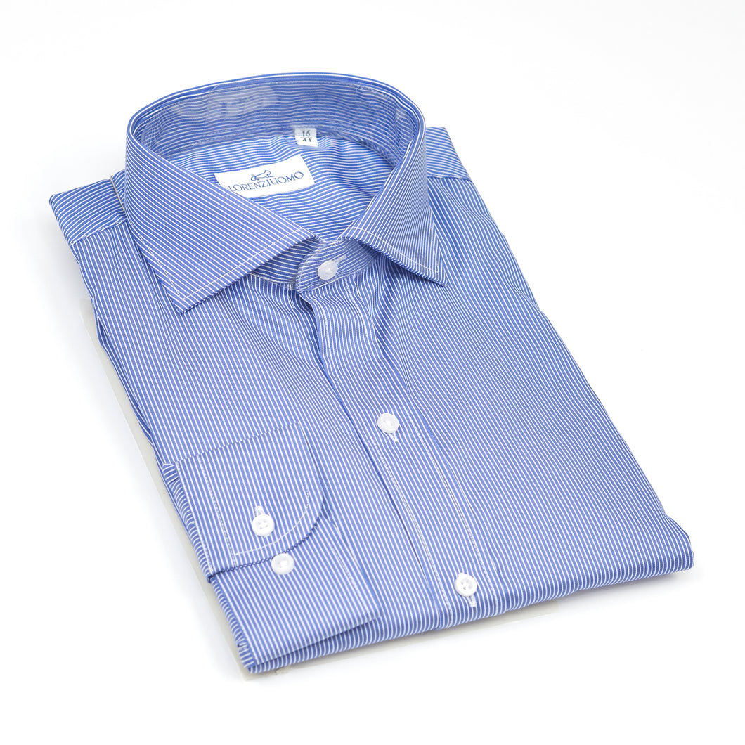 Camicia blu regular collo alla francese 4244