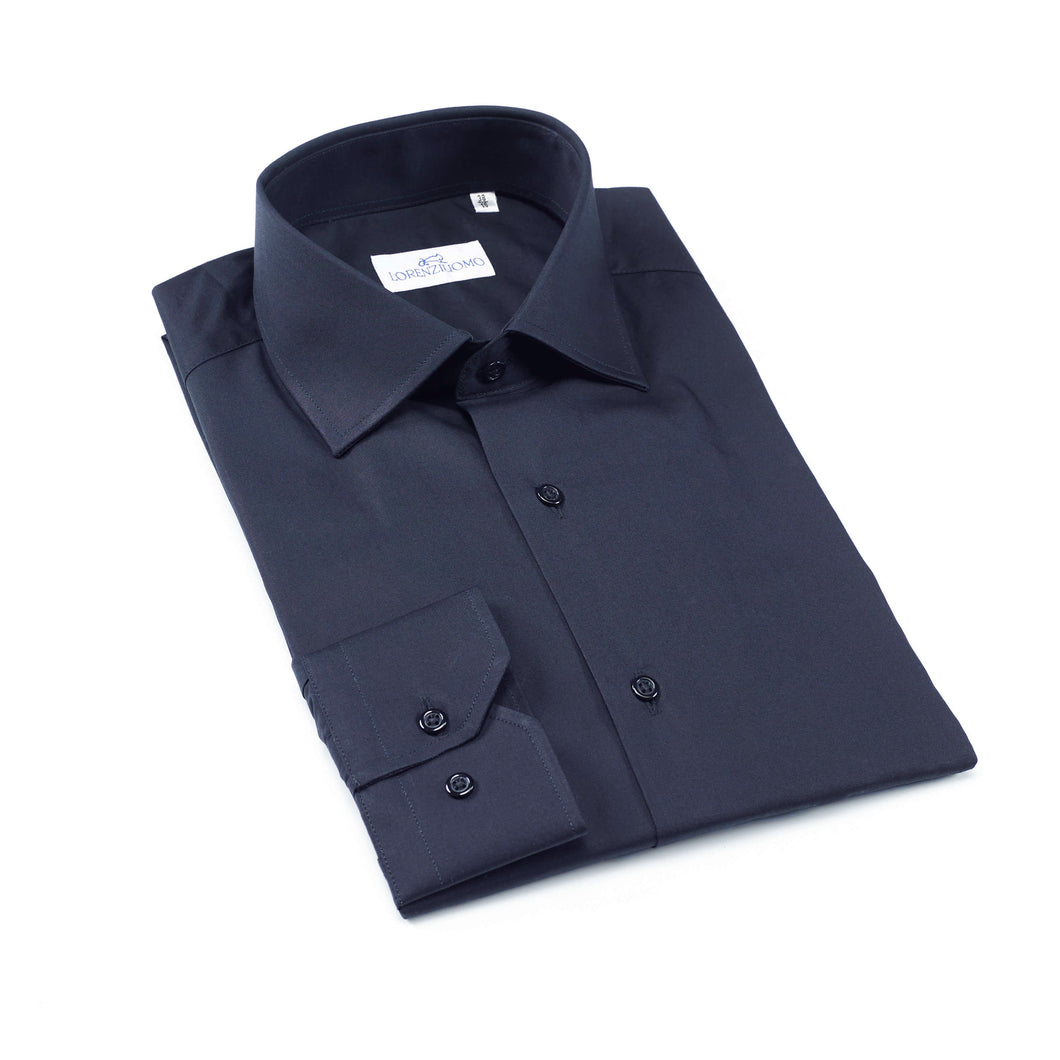 Camicia blu slim collo francese 4596
