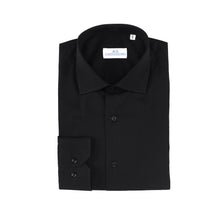 Carica l&#39;immagine nel visualizzatore di Gallery, Camicia nera slim collo francese 4597
