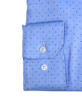 Carica l&#39;immagine nel visualizzatore di Gallery, Camicia azzurra in fantasia slim collo button down 4778
