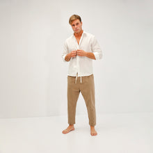 Carica l&#39;immagine nel visualizzatore di Gallery, Camicia in lino bianca regular collo classico 4548
