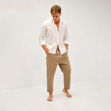 Carica l&#39;immagine nel visualizzatore di Gallery, Camicia in lino bianca regular collo classico 4548
