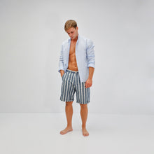 Carica l&#39;immagine nel visualizzatore di Gallery, Camicia in lino azzurra regular collo coreana 4554

