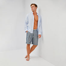 Carica l&#39;immagine nel visualizzatore di Gallery, Camicia in lino azzurra regular collo coreana 4554
