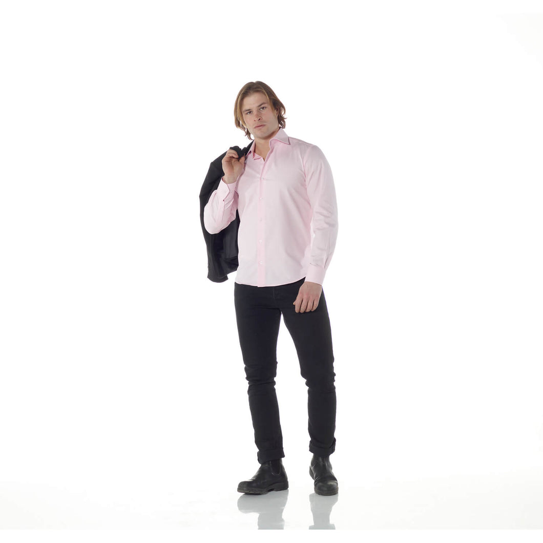 Camicia rosa slim collo francese 0821