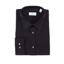Carica l&#39;immagine nel visualizzatore di Gallery, Camicia nera regular collo classico con taschino 1500
