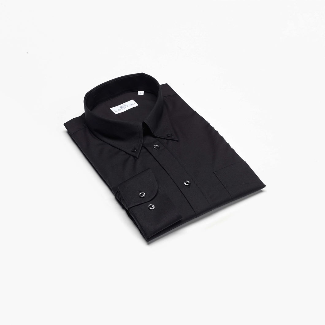 Camicia nera regular collo bottondown con taschino 1721