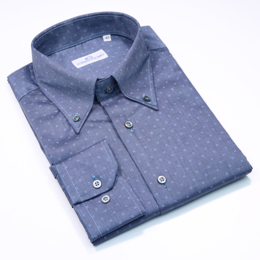 2023 Camicia blu slim collo bottondown 4379