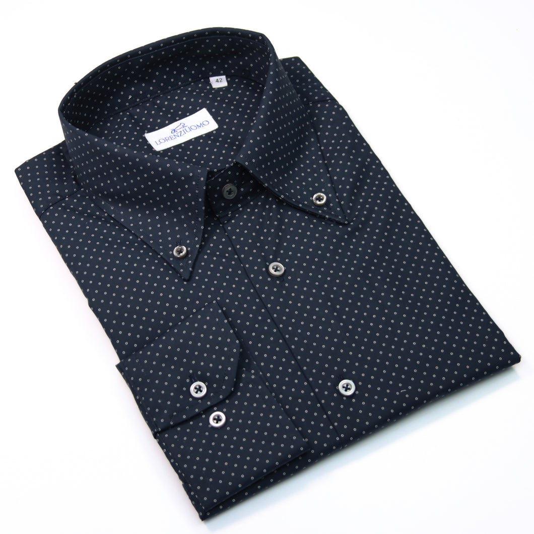 Camicia blu slim collo button down 4380