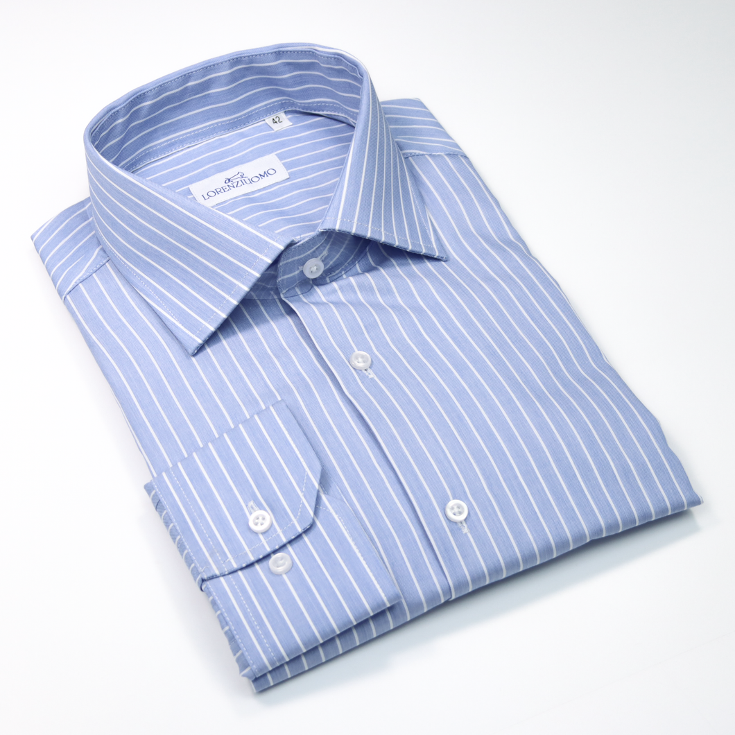 Camicia blu slim collo francese 4392