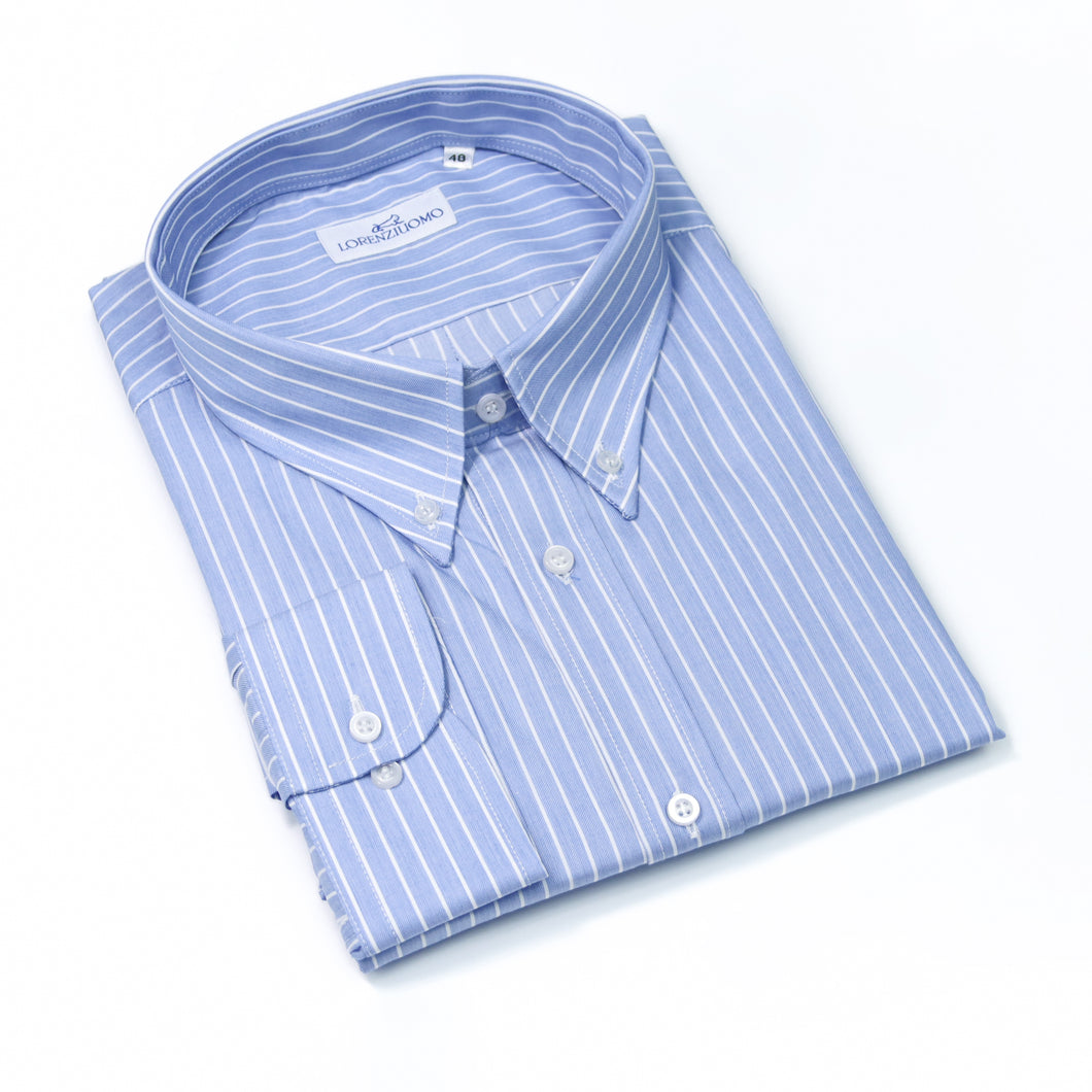 2023 Camicia blu calibrata collo bottondown con taschino 4430