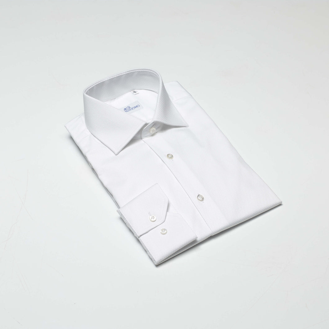 Camicia bianca slim collo francese senza taschino 3234